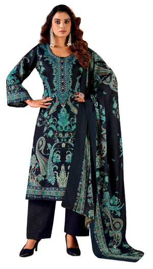 DRAVINAM Trends Women's Winter wear unstitched Printed Woollen Pashmina Salwar Suit Dress Material with Pashmina Printed Shawl Dupatta