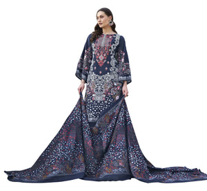 DRAVINAM Trends Women's Stitched Pakistani Print Embroidered Pure Cotton Pant Suit Set with Cotton Printed Dupatta (XL)