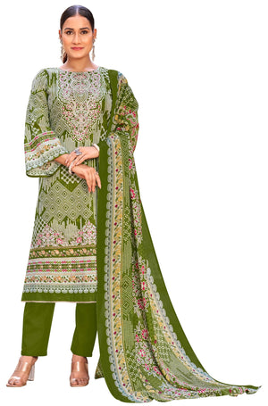 DRAVINAM Trends Women's Unstitched Salwar Suit Dress Material - Cotton Digital Printed Organza Embroidered Kameez II Unstitch Bottoms II Cotton Dupatta