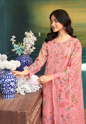 DRAVINAM Trends Women's Unstitched Salwar Suit Dress Material - Cotton Digital Printed Organza Embroidered Kameez II Unstitch Bottoms II Cotton Dupatta