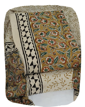 DRAVINAM Trends Women's Jaipuri Pure Cotton Handmade Floral Block Bagh Print Unstitched Dress Material Set with Dupatta (Top, Bottom, and Dupatta Fabric)