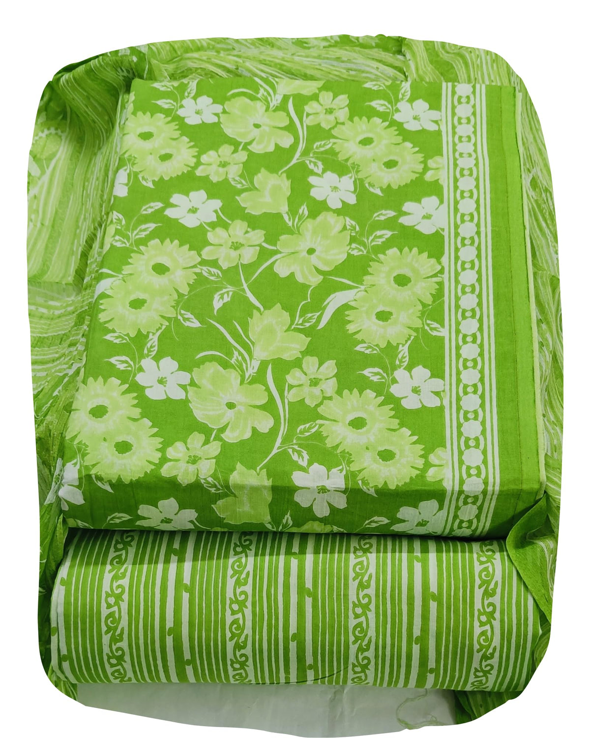 DRAVINAM Trends Jaipuri Printed Pure Cambric Unstitched Cotton Suit Dress Material with Chiffon Printed Dupatta