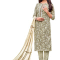 DRAVINAM Trends Women's Cotton Print Unstitched Suit Set (Grey)