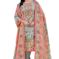 DRAVINAM Trends Kurti 2.50 mtrs, PURE COTTON DYED (2.7 m),PURE LAWN MULMUL DIGITAL PRINT VOIL DUP (2.25|Grey and Peach