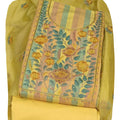 DRAVINAM Trends Women Cotton Embroidered Unstitched Suit Material with Kota Doriya Dupatta Set (Yellow)