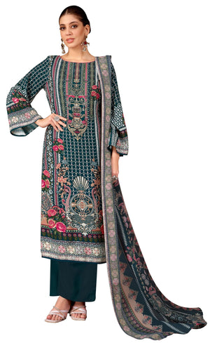DRAVINAM Trends Women's Unstitched Salwar Suit Dress Material - Cotton Digital Printed Organza Embroidered Kameez II Unstitch Bottoms II Cotton Dupatta
