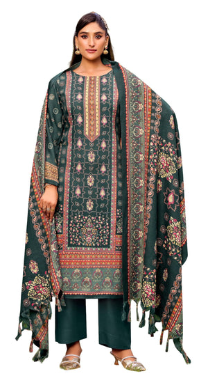 DRAVINAM Trends Women's Winter wear unstitched Printed Woollen Pashmina Salwar Suit Dress Material with Pashmina Printed Shawl Dupatta