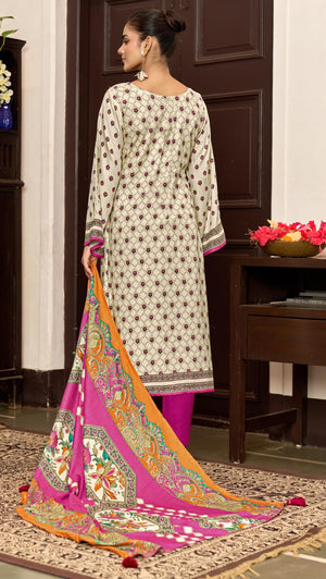 DRAVINAM Trends Women's Winter Wear Unstitched Digital Kani Printed Viscose Pashmina Woollen Salwar Suit Dress Material with Khatli Work Foil touchup and Pashmina Digital Printed Shawl Dupatta