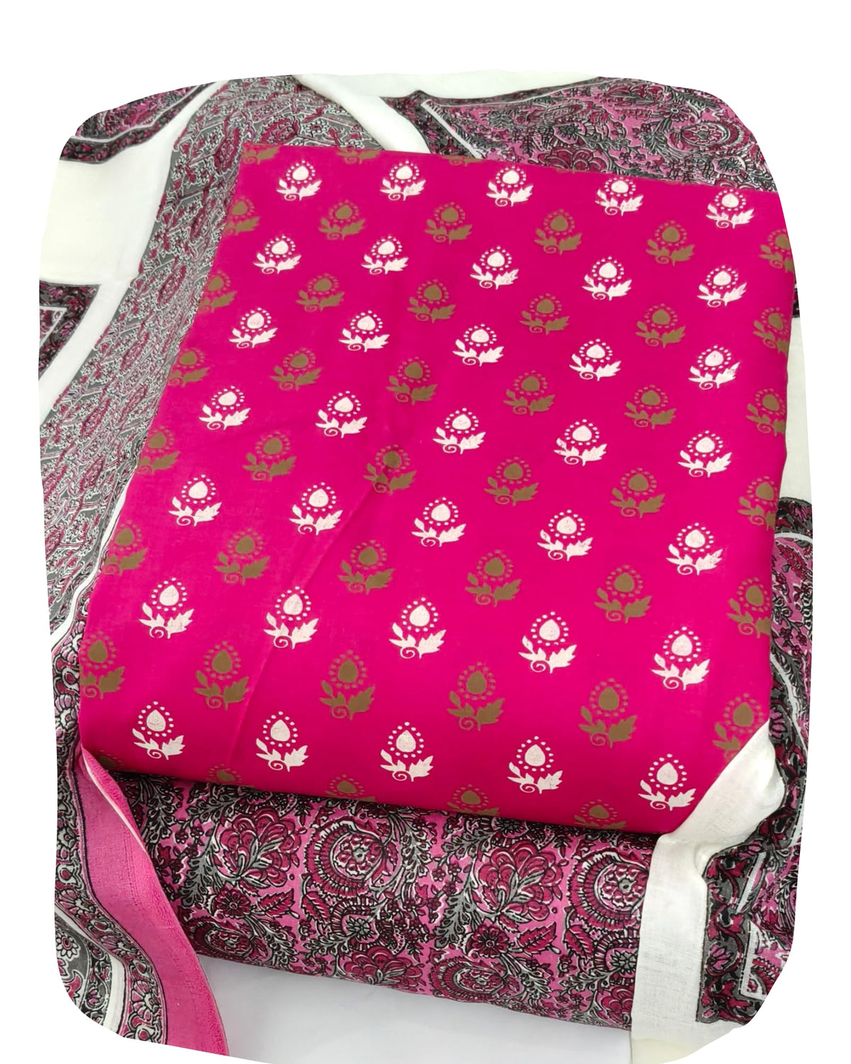 DRAVINAM Trends Women's Ethnic Pure Cotton Jaipuri Printed Unstitched Salwar Suit Dress Material with Dupatta