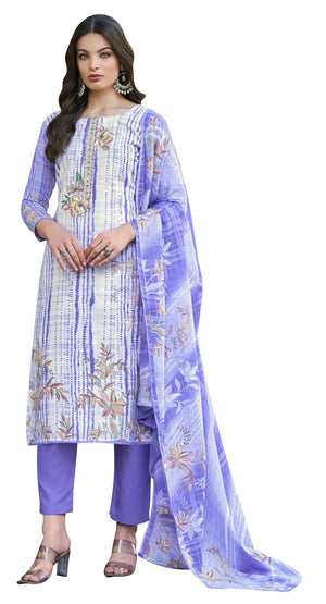 DRAVINAM Trends Women's Unstitched Salwar Suit Dress Material - Cotton Digital Printed Organza Embroidered Kameez II Unstitch Bottoms II Cotton Dupatta