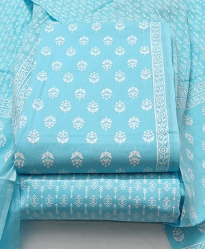 DRAVINAM Trends Jaipuri Print Cambric Cotton Unstitched Salwar Suit Dress Material for Women with Mulmul Cotton Dupatta