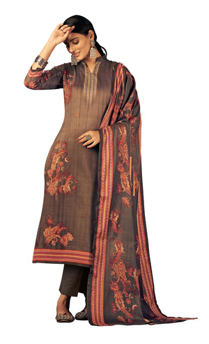 DRAVINAM Trends Women's Unstitched Kaani Print Swaroski Work Spun Pashmina Winter wear Dress Material Fabric for Salwar Suit with printed spun pashmina Kashmiri shawl dupatta