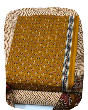 DRAVINAM Trends Jaipuri Print Cambric Cotton Unstitched Salwar Suit Dress Material for Women with Mulmul Cotton Dupatta
