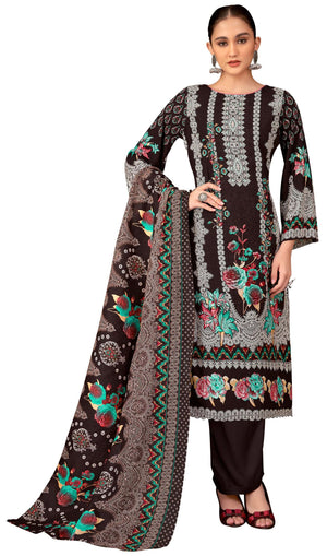 DRAVINAM Trends Women's Unstitched Salwar Suit Dress Material - Cotton Digital Printed Organza Embroidered Kameez II Unstitch Bottoms II Cotton Dupatta
