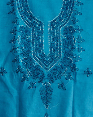 DRAVINAM Trends Women’s Cotton Unstitched Chikankari Suit Set with Dupatta & Bottom | Hand-Embroidered Lucknowi Dress Material | Premium Ethnic Wear for Women | Free Size (3-Piece)