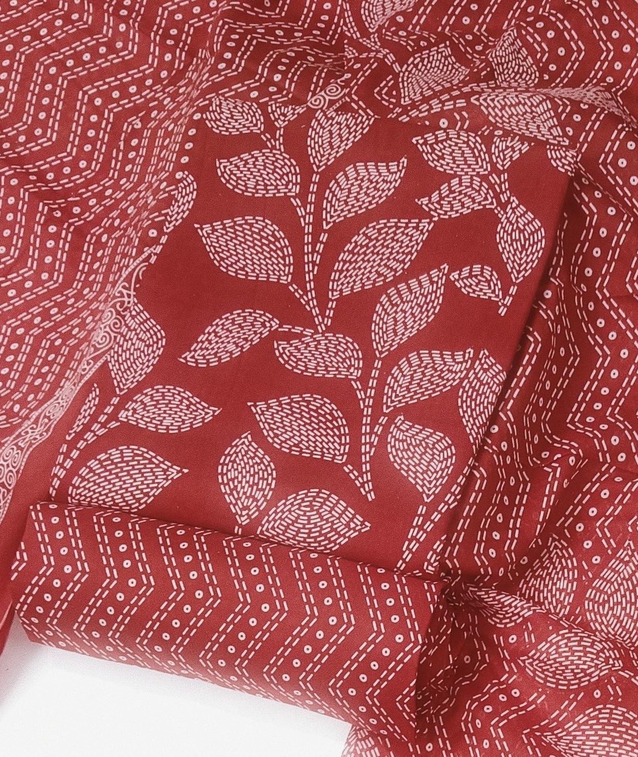 DRAVINAM Trends Discharge Prints Pure Soft Cotton Unstitched Salwar Suit Dress Material with Cotton Dupatta