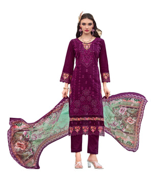 DRAVINAM Trends Kurti 2.50 mtrs, Pure Cotton (3 mtrs apx), Pure MAL MAL Cotton Dupatta Digital Print|Rust