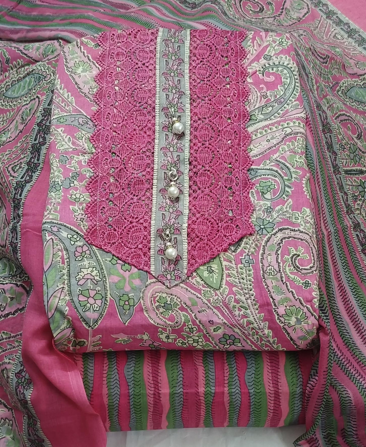 DRAVINAM Trends Women's Cambric Cotton Dress Material | Unstitch Kalamkari Printed Suit Set with Cotton Dupatta