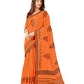 DRAVINAM Trends Women's Woven Pure Linen Embroidered Saree with Blouse Piece