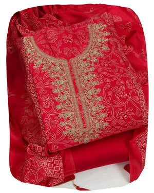 DRAVINAM Trends Womens Modal Silk Unstitched Suit Material with Embroidered Printed Kurta Pant and Dupatta