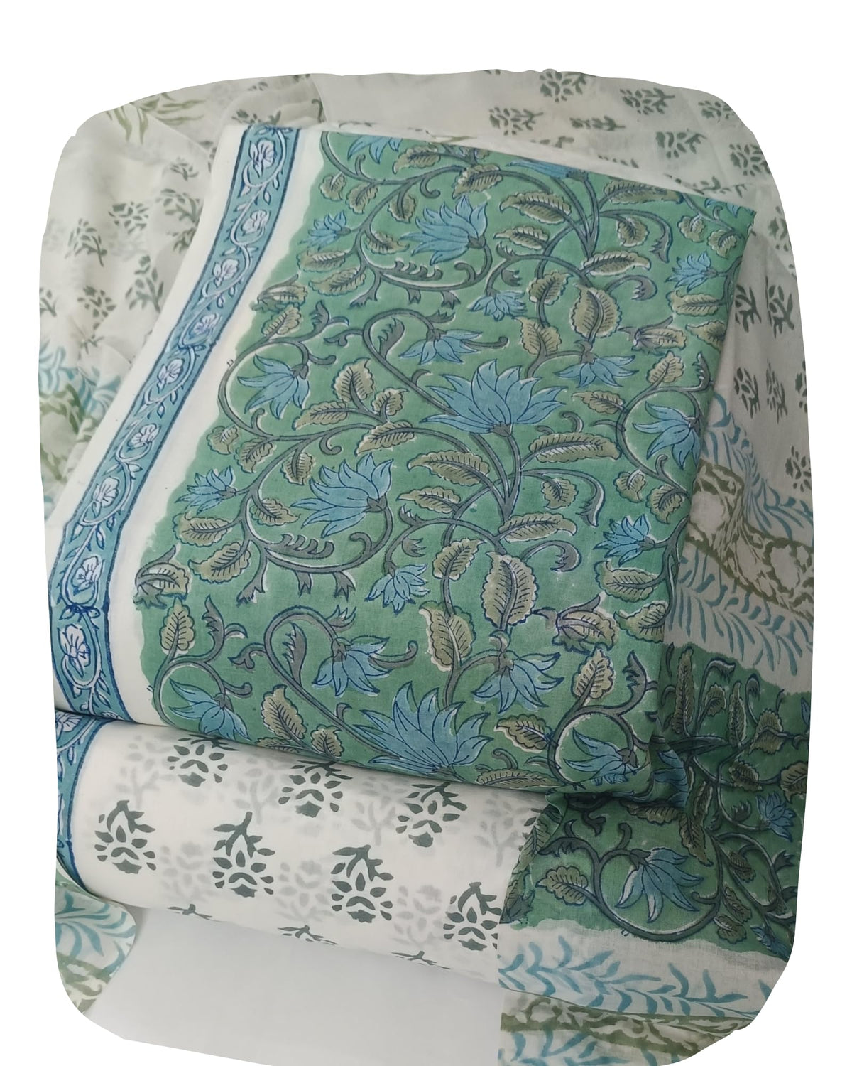 DRAVINAM Trends Hand Block Print Jaipuri Cambric Unstitched Cotton Suit Dress Material for Women with Mulmul Cotton Hand Printed Dupatta