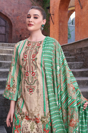 DRAVINAM Trends Unstitched Pakistani Embroidered Pure Cambric Cotton Salwar Suit Dress Materials with Cotton Dupatta