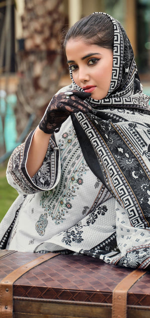 DRAVINAM Trends Women's Pure Karachi Lawn Cambric Digital Print with Pakistani Embroidery Unstitched Ladies Salwar Suit Dress Material with Lawn Cotton Dupatta