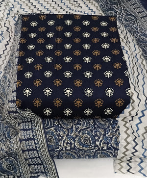DRAVINAM Trends Women's Ethnic Pure Cotton Jaipuri Printed Unstitched Salwar Suit Dress Material with Dupatta