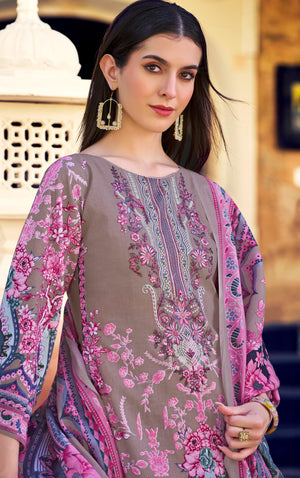 DRAVINAM Trends Pure Cotton Digital Print Pakistani Embroidered Suit Dress Material with Unstitched Bottoms and Cotton Dupatta