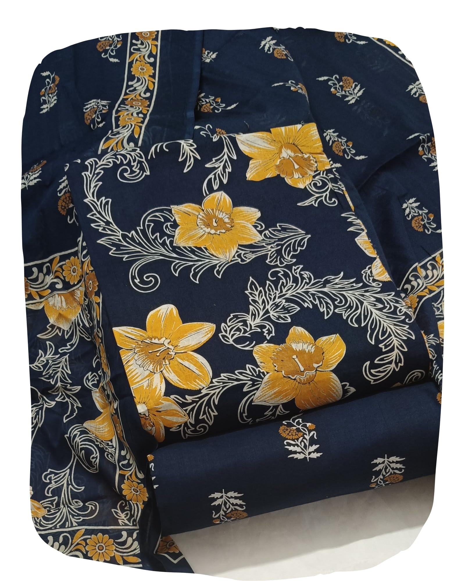 DRAVINAM Trends Discharge Prints Pure Soft Cotton Unstitched Salwar Suit Dress Material with Cotton Dupatta