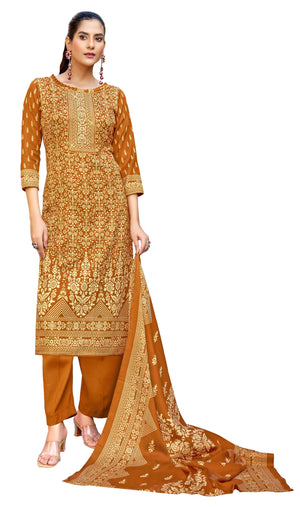DRAVINAM Trends Women's Printed Pashmina Kani Unstitch Salwar Suit Dress Material with Siroski work and Printed Twill Pashmina Warm Shawl Dupatta