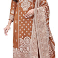 DRAVINAM Trends Heavy Pashmina Spun Digital Style Kani Kashmiri Printed Unstitched Salwar Suit for Women with Siroski Work and Printed Pashmina Shawl Dupatta