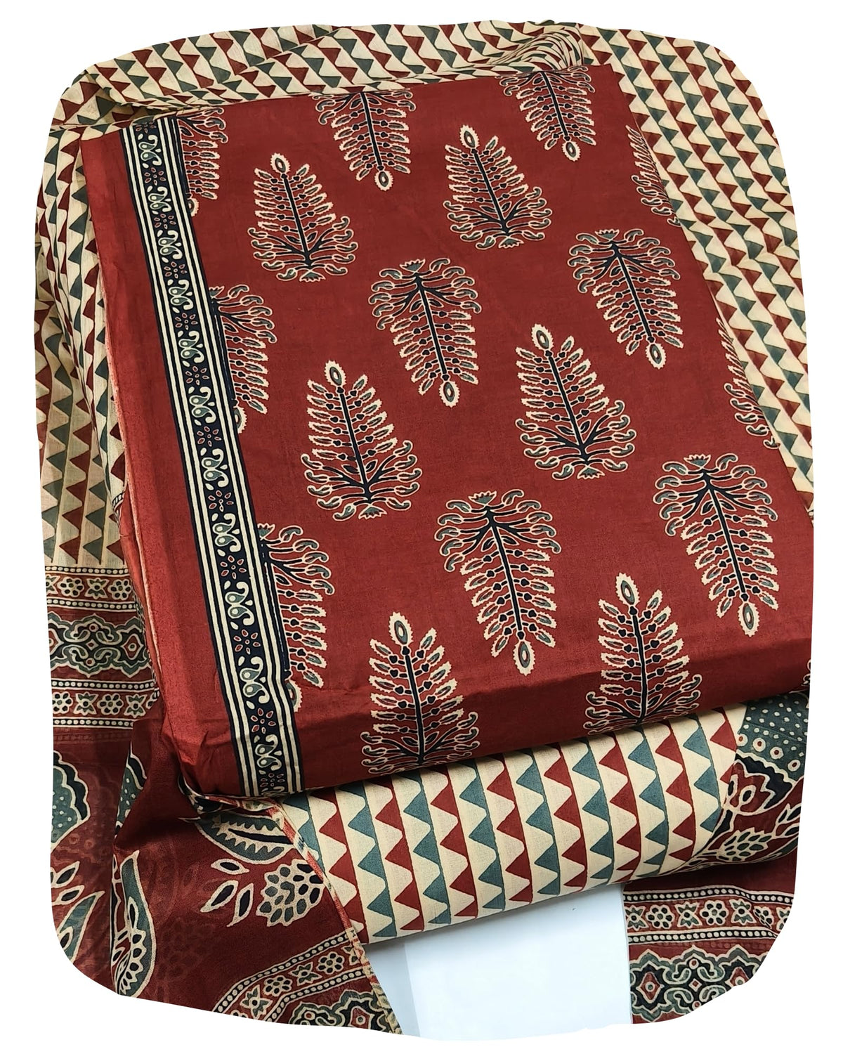 DRAVINAM Trends Jaipuri Print Cambric Cotton Unstitched Salwar Suit Dress Material for Women with Mulmul Cotton Dupatta