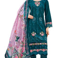 DRAVINAM Trends Kurti 2.50 mtrs, Pure Viscose Rayon (3 mtrs apx), Pure Cotton Mal Mal Print (2.30|Peacock Blue