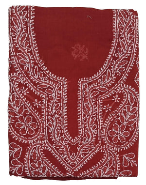 DRAVINAM Trends Women’s Cotton Unstitched Chikankari Suit Set with Dupatta & Bottom | Hand-Embroidered Lucknowi Dress Material | Premium Ethnic Wear for Women | Free Size (3-Piece)
