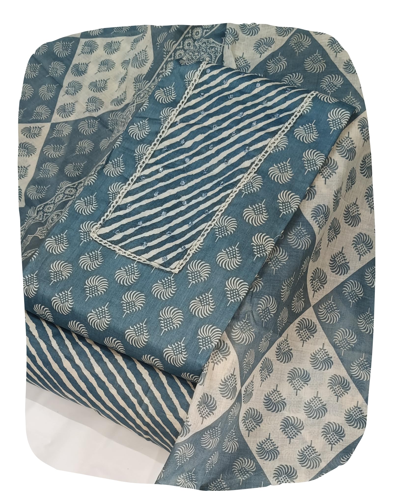DRAVINAM Trends Women's Cambric Cotton Dress Material | Unstitch Printed Suit Set with Cotton Dupatta