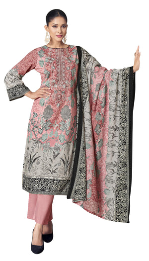 DRAVINAM Trends Women's Unstitched Premium Cambric Cotton Embroidered Suit Material