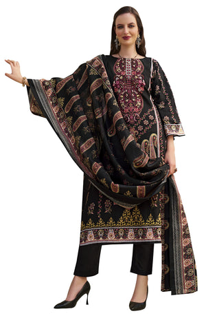 DRAVINAM Trends Unstitched Pakistani Embroidered Pure Cotton Salwar Suit Dress Materials with Cotton Dupatta