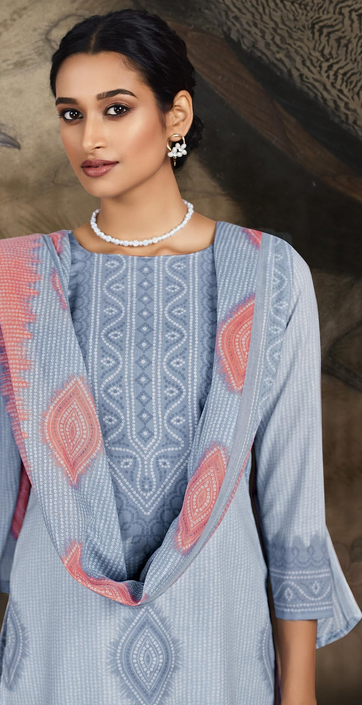 Unstitched Print Cotton Salwar Suit Dress Materials with Dupatta