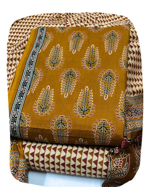 DRAVINAM Trends Jaipuri Print Cambric Cotton Unstitched Salwar Suit Dress Material for Women with Mulmul Cotton Dupatta