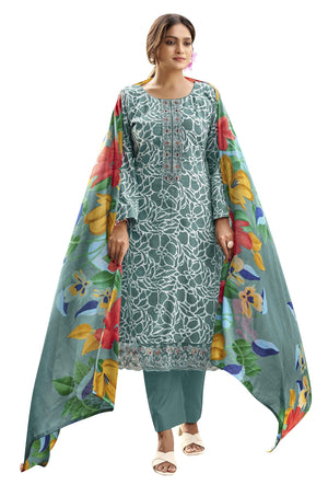 DRAVINAM Trends Kurti 2.50 mtrs, PURE COTTON DYED (2.7 m),PURE LAWN MULMUL DIGITAL PRINT COTTON DUP (2.25|Mehandi Green