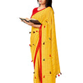 DRAVINAM Trends Women's Khadi Linen Saree With Blouse Piece (SareePN_9_Yellow & Red)
