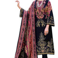 DRAVINAM Trends Unstitched Suit Material Karachi Lawn Cotton Pakistani Digital Printed Embroidered Kameez with Unstitched Bottoms and Cotton Dupatta