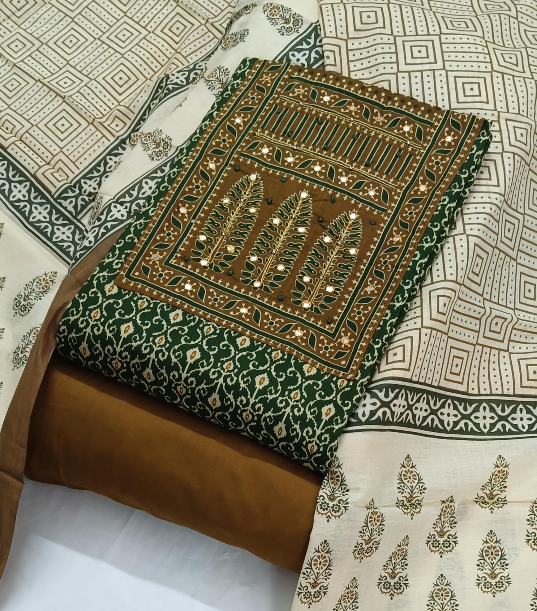 DRAVINAM Trends Women's Ethnic Pure Cotton Jaipuri Printed Unstitched Salwar Suit Dress Material with Dupatta