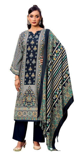 DRAVINAM Trends Women's Winter wear unstitched Printed Woollen Pashmina Salwar Suit Dress Material with Pashmina Printed Shawl Dupatta