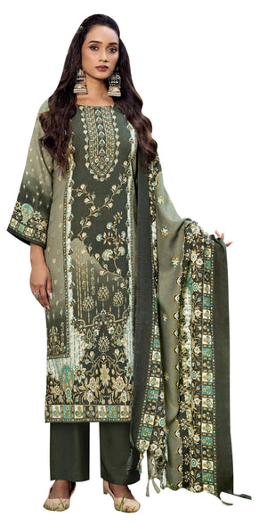 DRAVINAM Trends Women's Winter wear unstitched Printed Woollen Pashmina Salwar Suit Dress Material with Pashmina Printed Shawl Dupatta