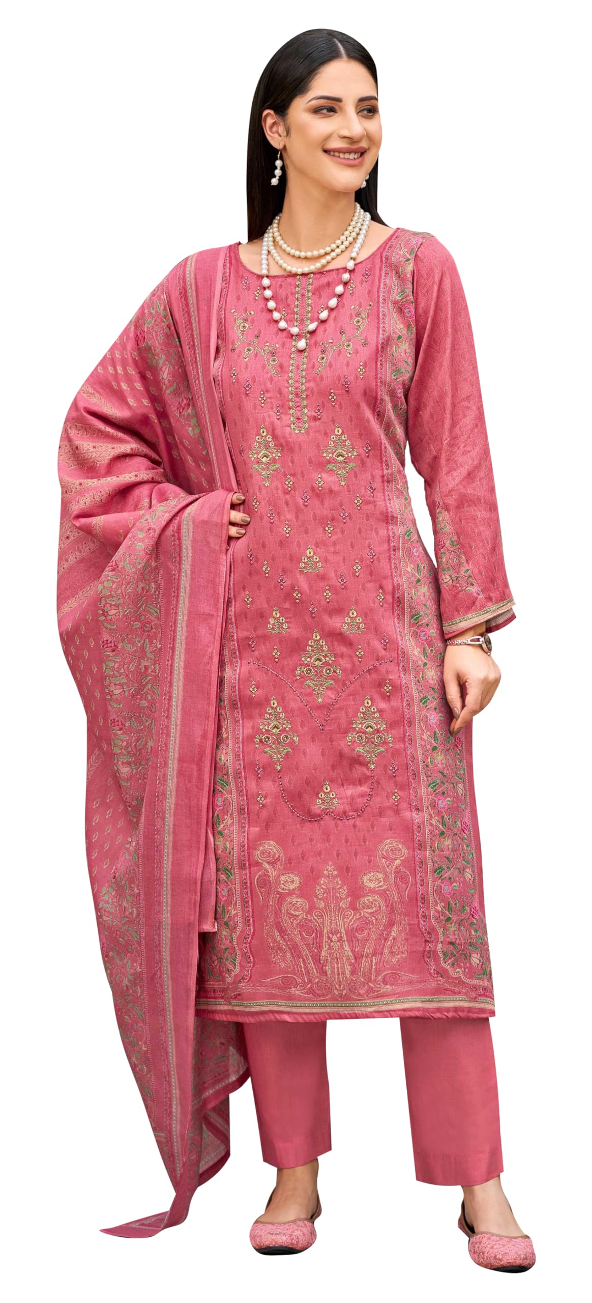 DRAVINAM Trends Kurti 2.50 mtrs,PURE COTTON SOLID DYED (2.7 m),PURE VISCOSE LAWN MULMUL DIGITAL PRINT BOX PALLU|Purple