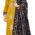 DRAVINAM Trends Women's Real Georgette Embroidered Unstitched Suit Material with Pure Georgette Heavy Embroidered Dupatta (Free size_Yellow and Blue)