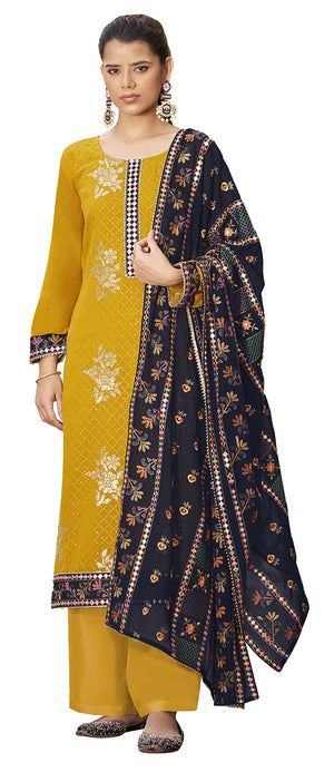 DRAVINAM Trends Women's Heavy Embroidered Pure Georgette Sharara Salwar Suit Dress Material with Heavy Embroidered Pure Georgette Dupatta (Free size_Maroonish red)