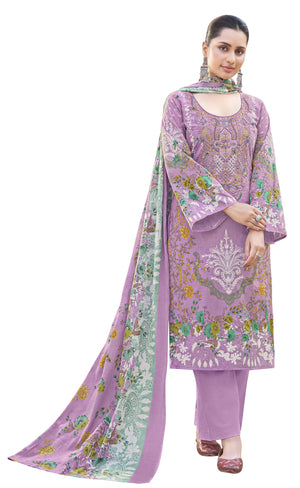 DRAVINAM Trends Women's Unstitched Premium Cambric Cotton Embroidered Printed Suit Material